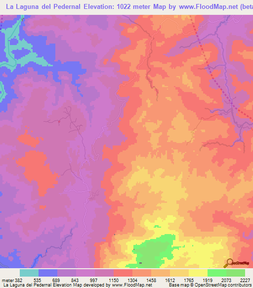La Laguna del Pedernal,Honduras Elevation Map