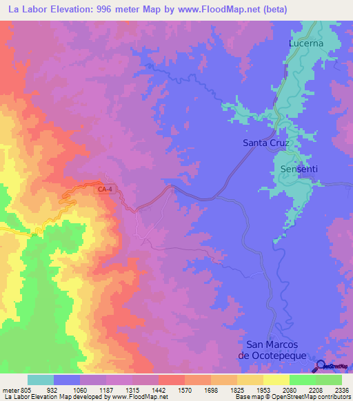 La Labor,Honduras Elevation Map