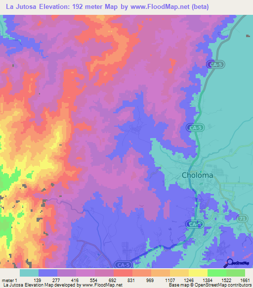 La Jutosa,Honduras Elevation Map