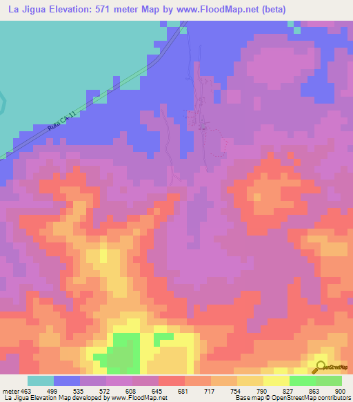 La Jigua,Honduras Elevation Map