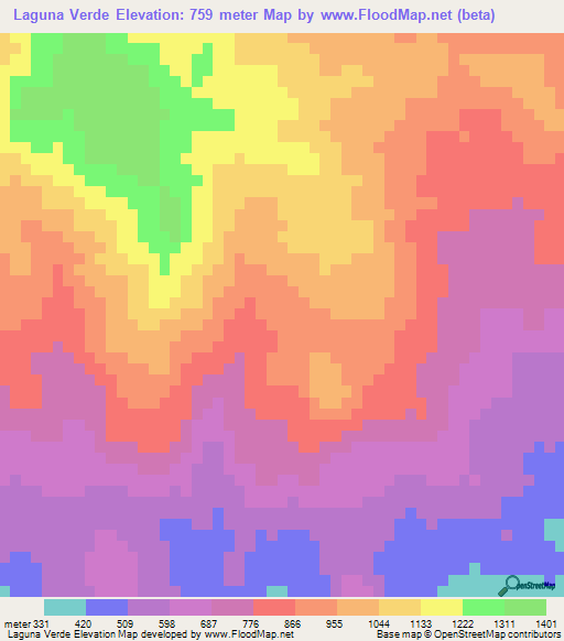 Laguna Verde,Honduras Elevation Map