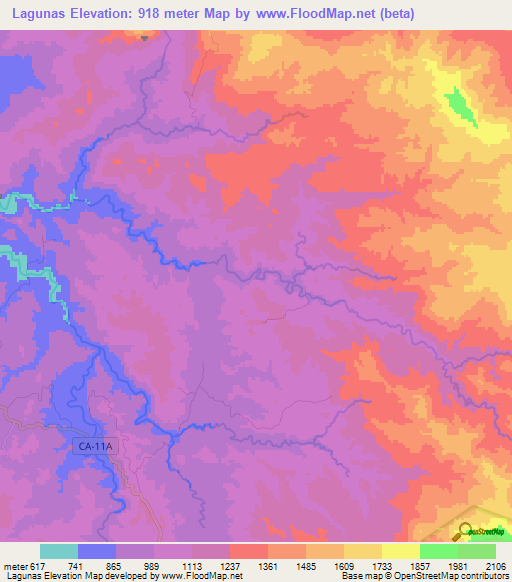 Lagunas,Honduras Elevation Map