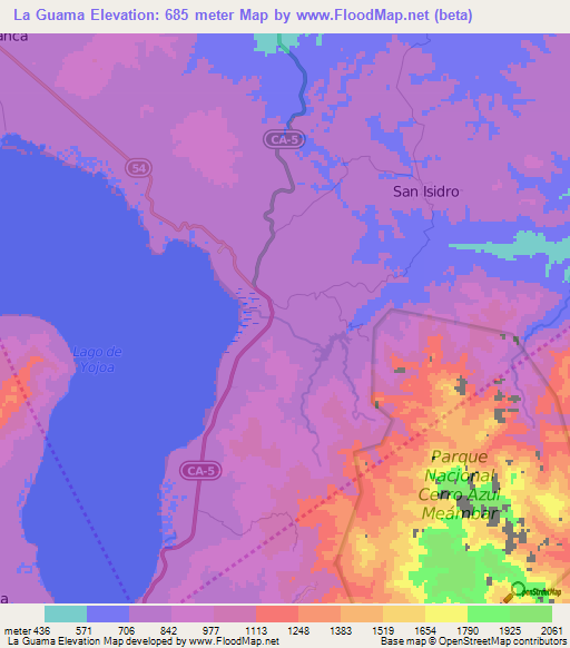 La Guama,Honduras Elevation Map
