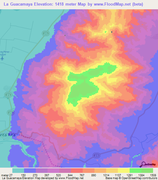 La Guacamaya,Honduras Elevation Map