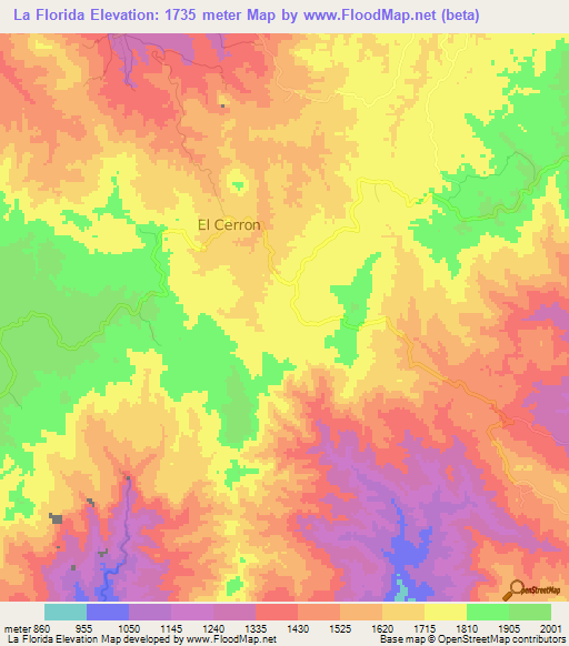 La Florida,Honduras Elevation Map