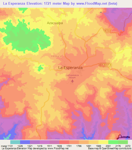 La Esperanza,Honduras Elevation Map