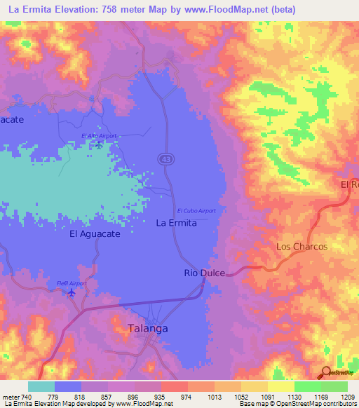 La Ermita,Honduras Elevation Map