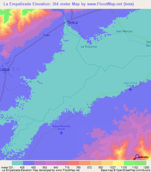 La Empalizada,Honduras Elevation Map