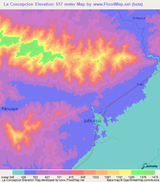 La Concepcion,Honduras Elevation Map