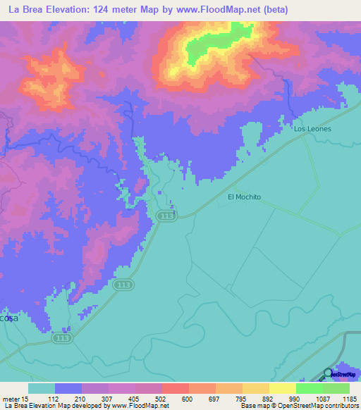 La Brea,Honduras Elevation Map