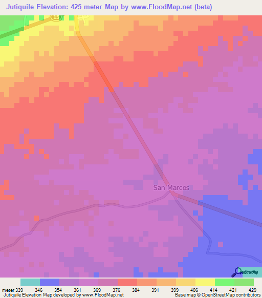 Jutiquile,Honduras Elevation Map
