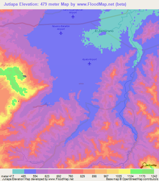 Jutiapa,Honduras Elevation Map