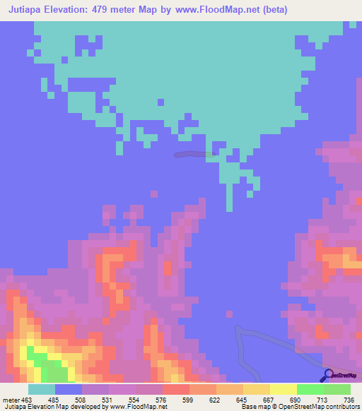 Jutiapa,Honduras Elevation Map
