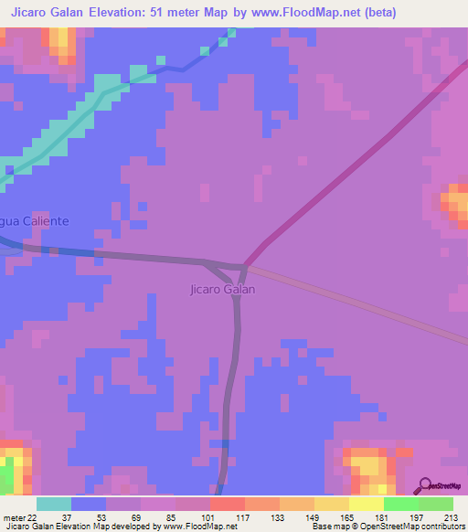Jicaro Galan,Honduras Elevation Map