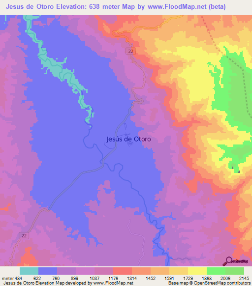 Jesus de Otoro,Honduras Elevation Map
