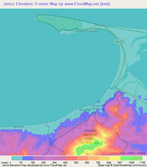 Jerico,Honduras Elevation Map
