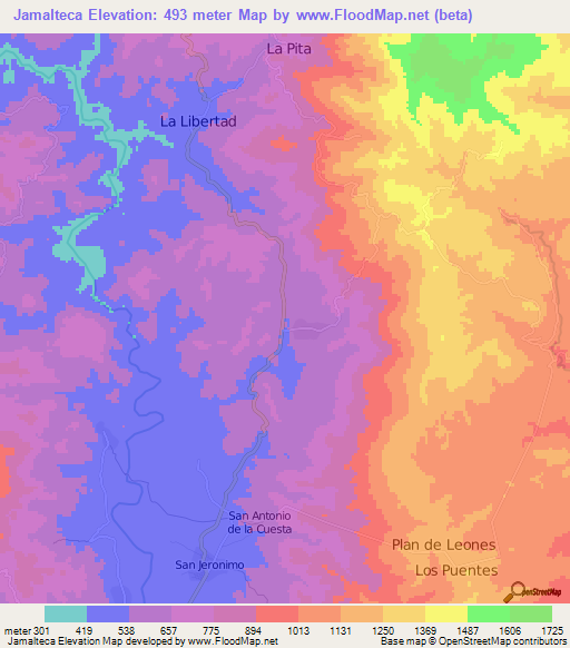 Jamalteca,Honduras Elevation Map