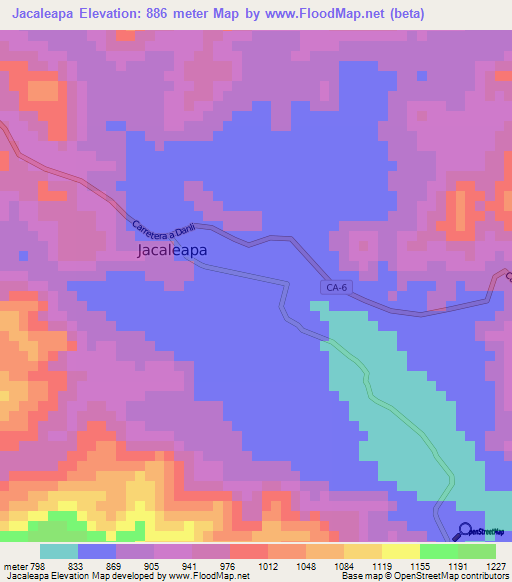 Jacaleapa,Honduras Elevation Map