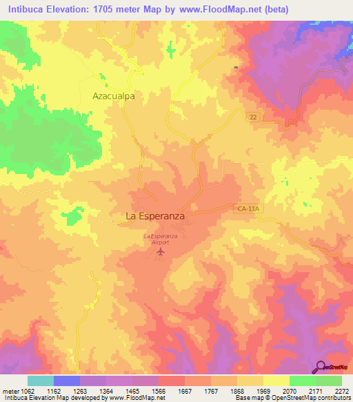 Intibuca,Honduras Elevation Map