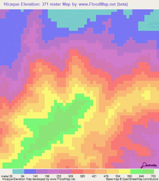 Hicaque,Honduras Elevation Map