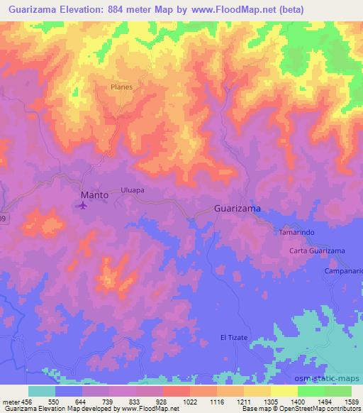 Guarizama,Honduras Elevation Map