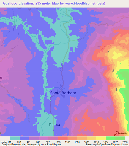 Gualjoco,Honduras Elevation Map