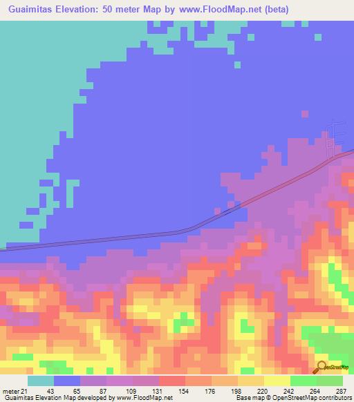 Guaimitas,Honduras Elevation Map