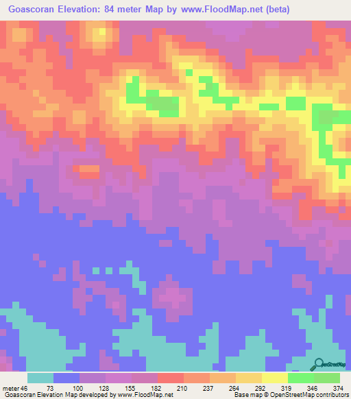 Goascoran,Honduras Elevation Map