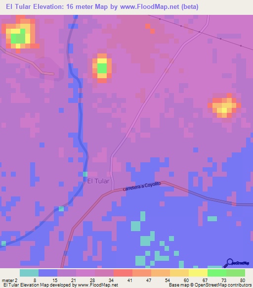 El Tular,Honduras Elevation Map
