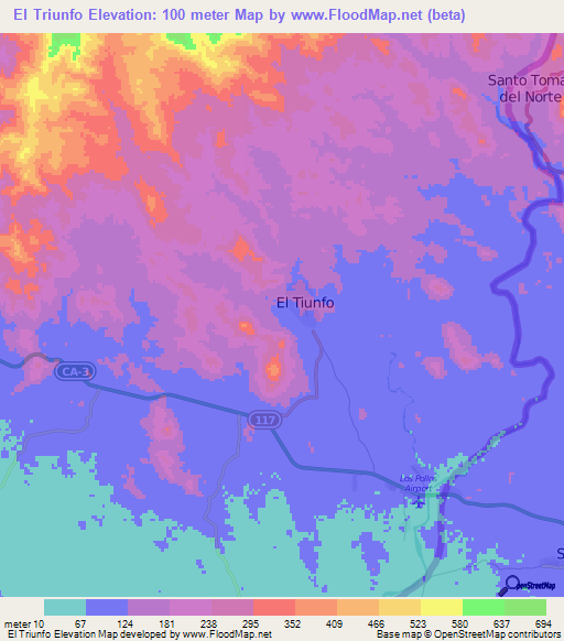 El Triunfo,Honduras Elevation Map