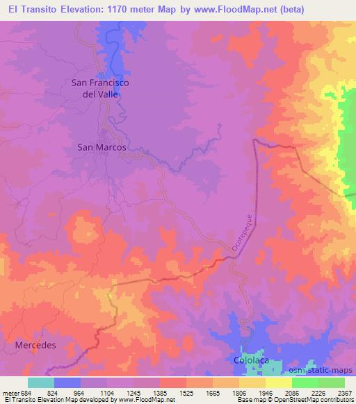 El Transito,Honduras Elevation Map