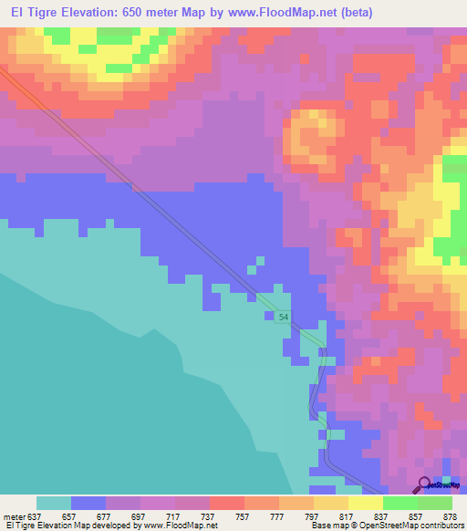El Tigre,Honduras Elevation Map