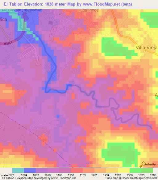 El Tablon,Honduras Elevation Map