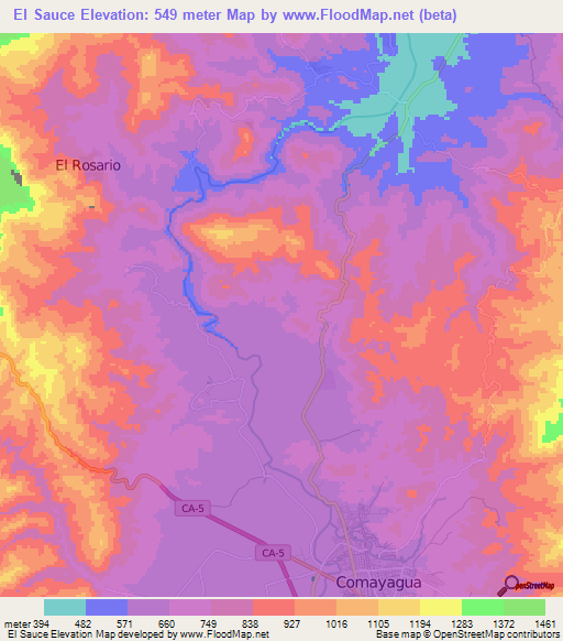 El Sauce,Honduras Elevation Map