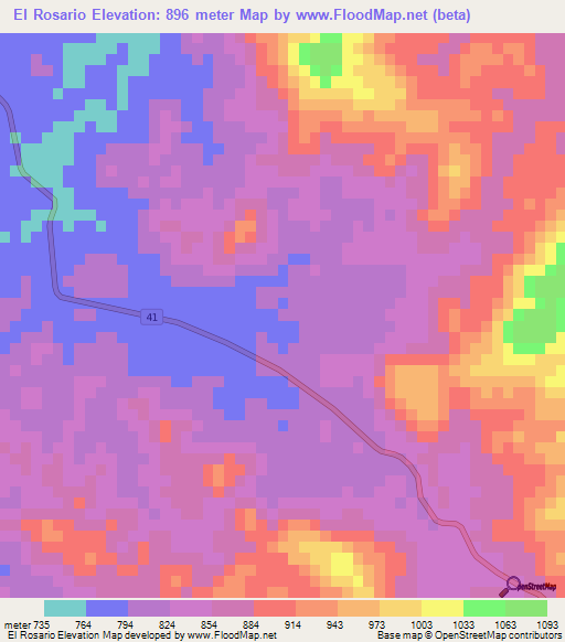 El Rosario,Honduras Elevation Map