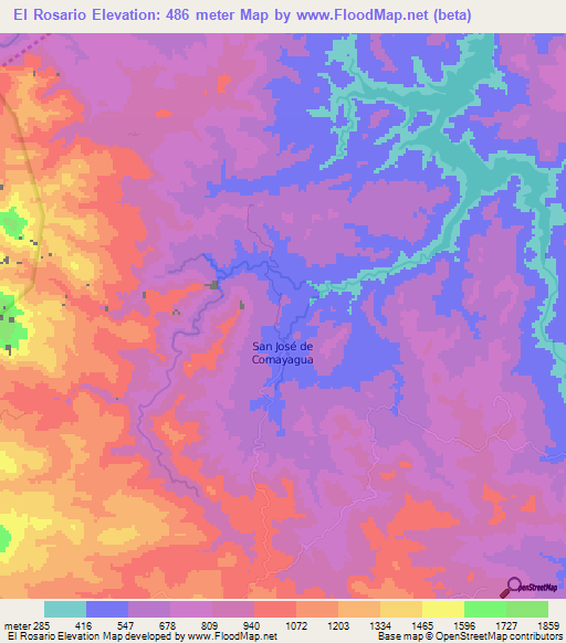El Rosario,Honduras Elevation Map