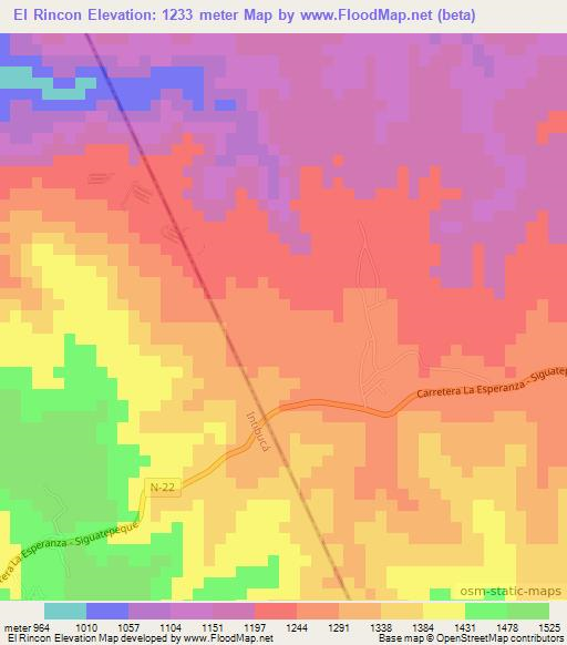 El Rincon,Honduras Elevation Map