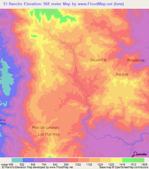El Rancho,Honduras Elevation Map