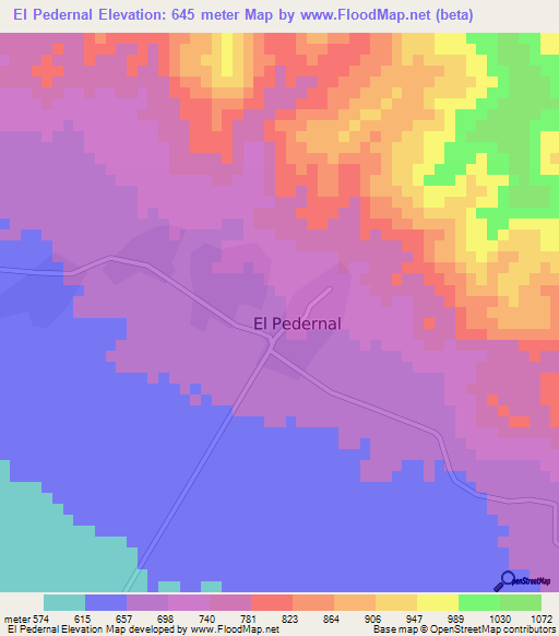 El Pedernal,Honduras Elevation Map