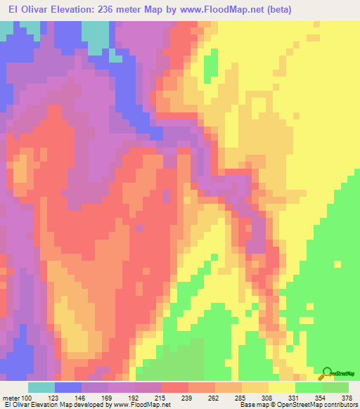 El Olivar,Honduras Elevation Map