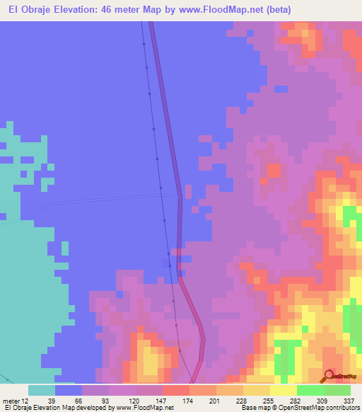 El Obraje,Honduras Elevation Map