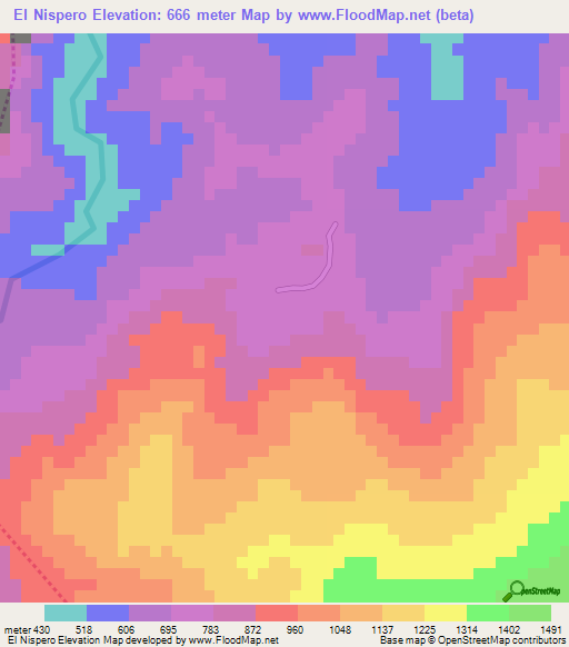 El Nispero,Honduras Elevation Map