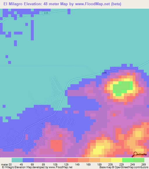 El Milagro,Honduras Elevation Map