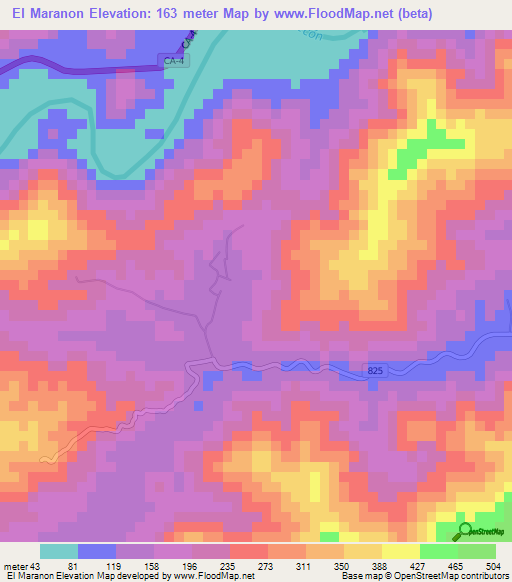 El Maranon,Honduras Elevation Map