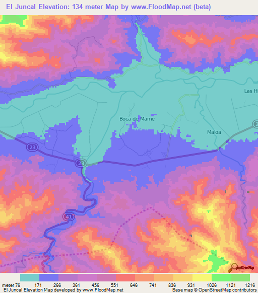 El Juncal,Honduras Elevation Map