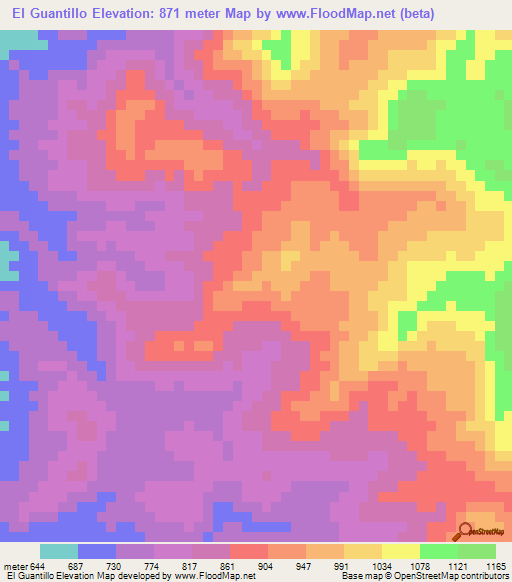 El Guantillo,Honduras Elevation Map