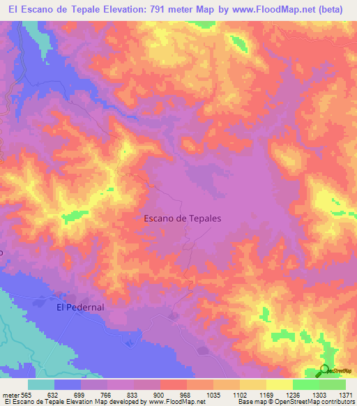 El Escano de Tepale,Honduras Elevation Map