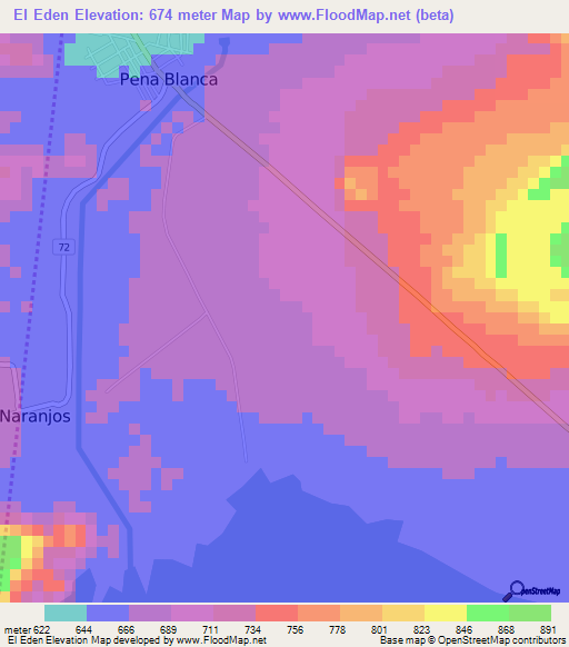 El Eden,Honduras Elevation Map