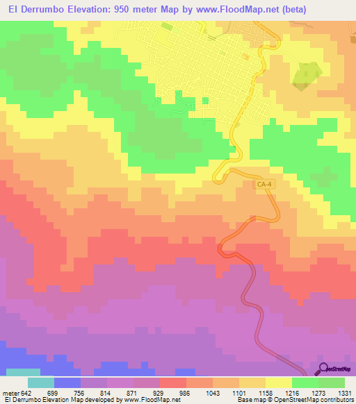 El Derrumbo,Honduras Elevation Map