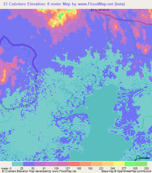 El Cubolero,Honduras Elevation Map